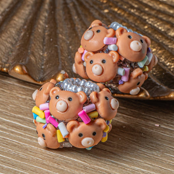 Boho Bead Pair in Teddy Bear Treat