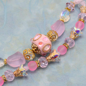 Boho Bead Strand Duo in Powerhouse Pink