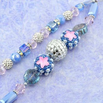 Galaxy inspired light purple and crystal clay boho beads and glass beads for jewelry making