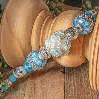 Boho Bead Strand in Ice Flowers