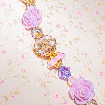 Boho Bead Strand in Lilac Roses