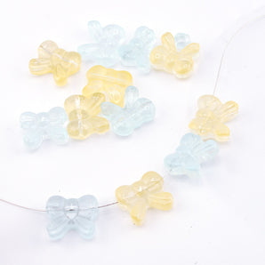 Spring Beads By Dozen Butter Yellow & Sky Blue Bows
