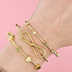 18K Gold Bow-Dazzling Bangle Bracelet Trio