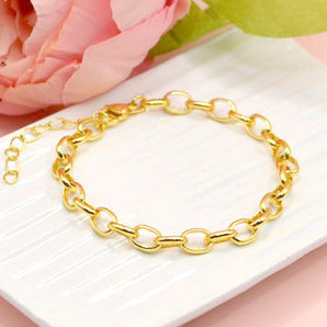 Simple Rolo Stackable Bracelet Blank in Gold