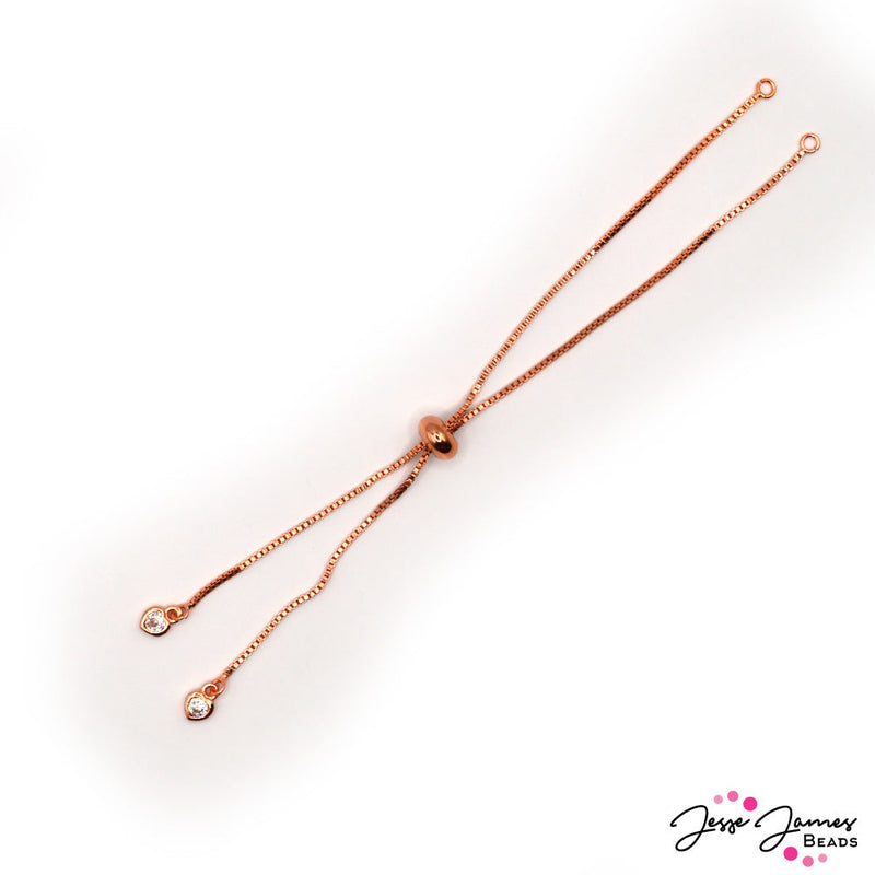 Adjustable Bracelet Component with Silicone Bead, Copper