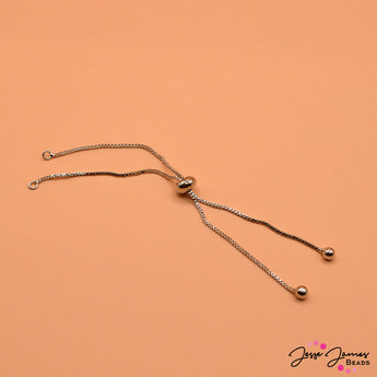 Adjustable Bracelet Component with Silicone Bead, Gunmetal