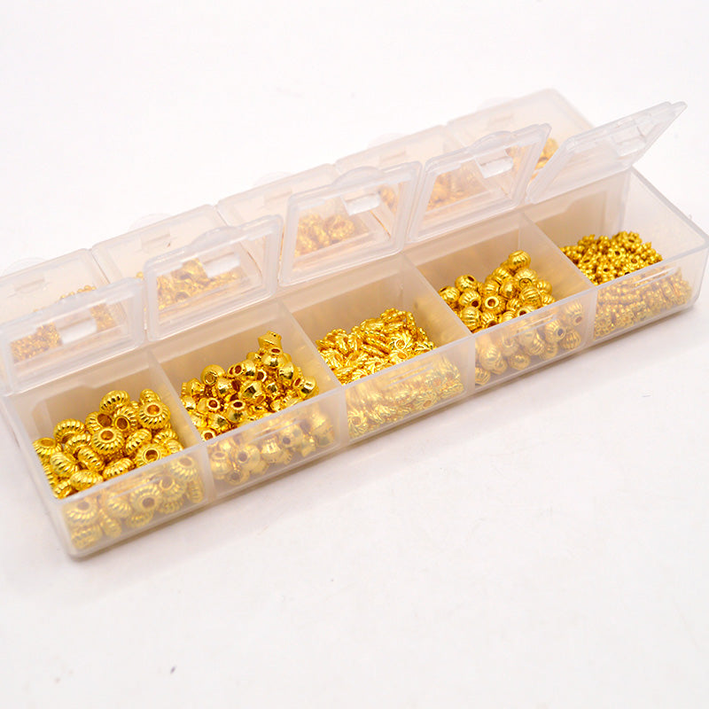 10-Style Bright Gold Spacer Bead Box