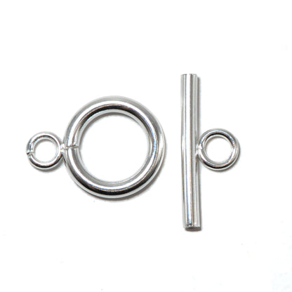 Bright Silver Stainless Steel Round Toggle Clasp
