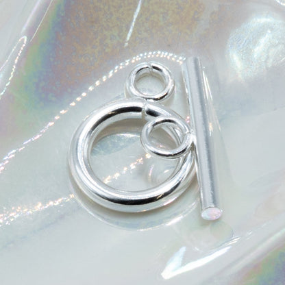 Bright Silver Stainless Steel Round Toggle Clasp