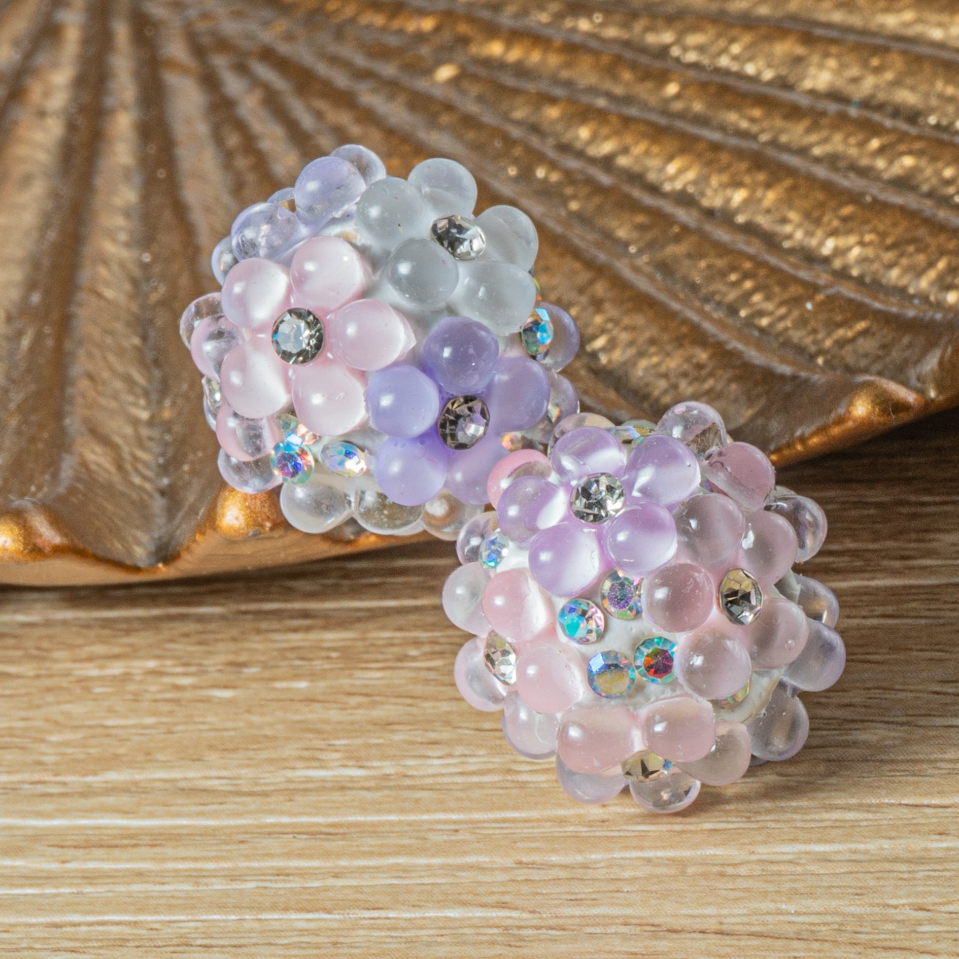 Bubble Flower Boho Bead Pair in Purple