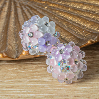 Bubble Flower Boho Bead Pair in Purple