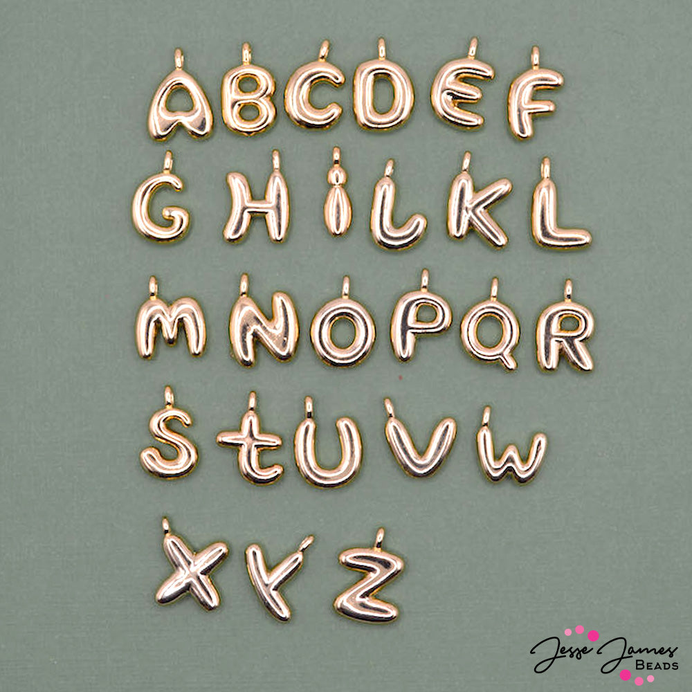 Bubble Letter Charms in Gold & Silver