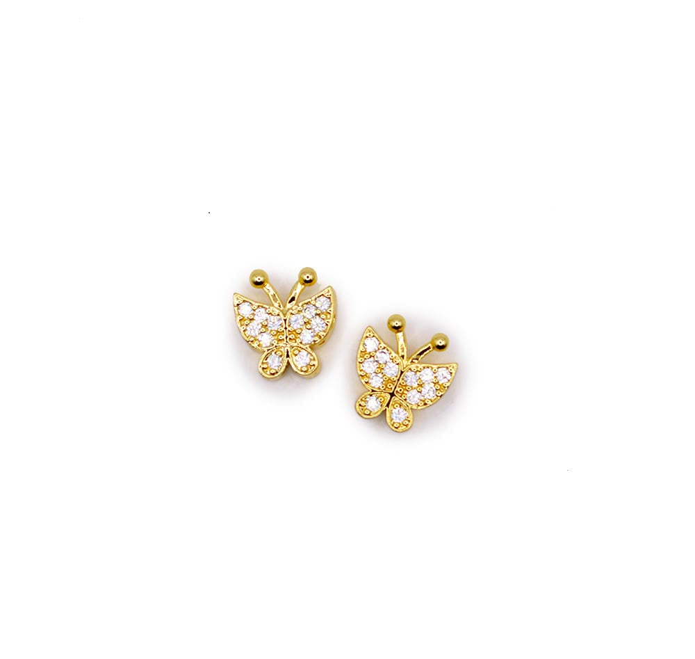 Golden Flutter Butterfly Bead Pair
