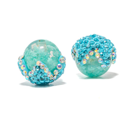 Candy-Crushed Boho Bead Pair in Blue Raspberry