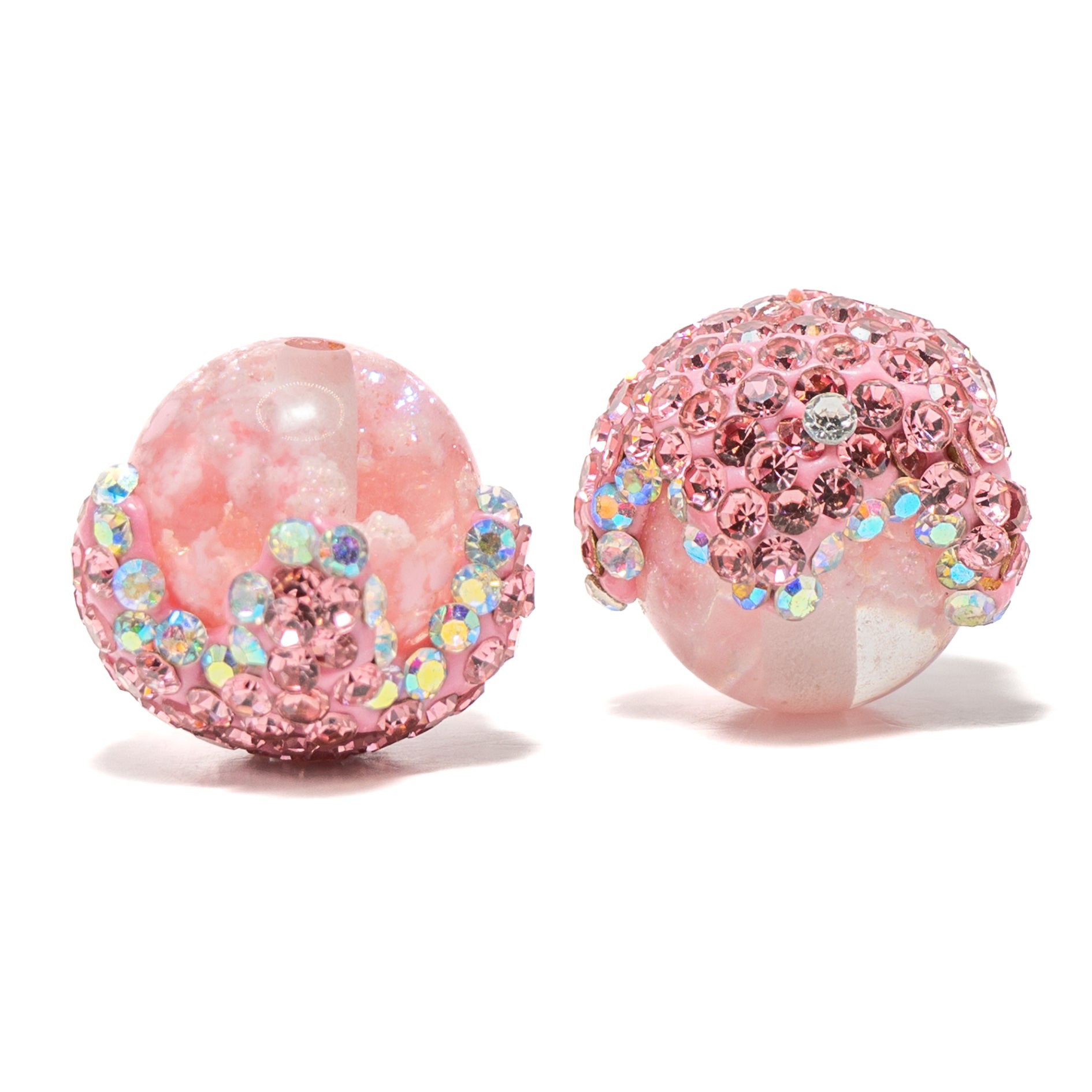 Candy-Crushed Boho Bead Pair in Bubblegum Pink