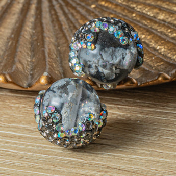 Candy-Crushed Boho Bead Pair in Licorice