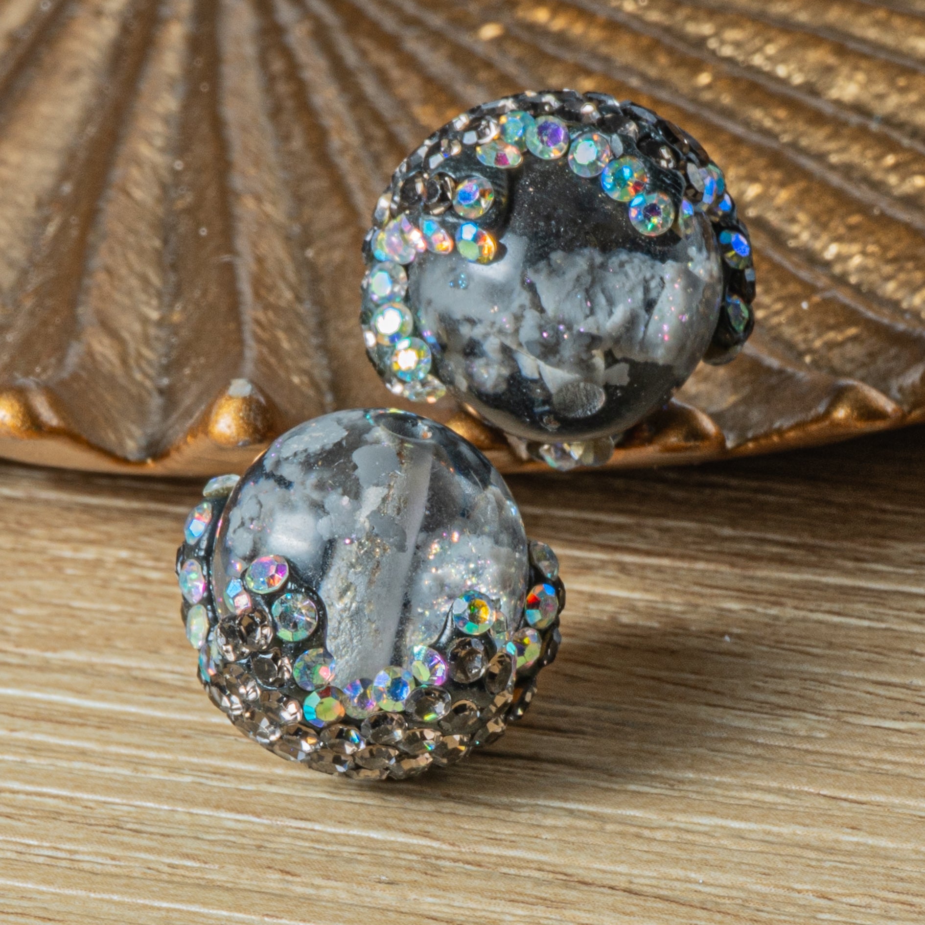 Candy-Crushed Boho Bead Pair in Licorice