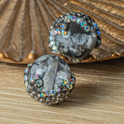 Candy-Crushed Boho Bead Pair in Licorice