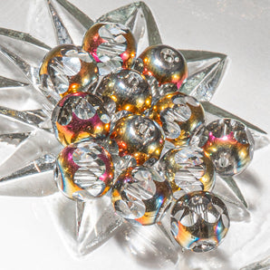 Center Cut Glass Bead Set in 8mm Crystal Carnival