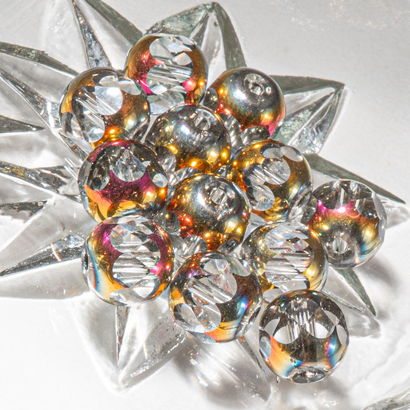 Center Cut Glass Bead Set in 8mm Crystal Carnival