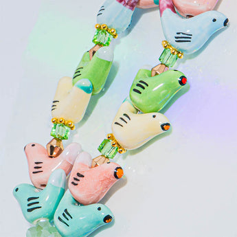 Ceramic Bead Strand Duo in Birds of Paradise