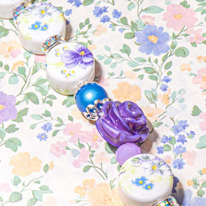 Ceramic Bead Strand in Flowerbed Blossoms
