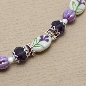 Ceramic Bead Strand in Violet Blooms