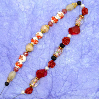 Ceramic & Glass Bead Strand Duo in Japanese Garden