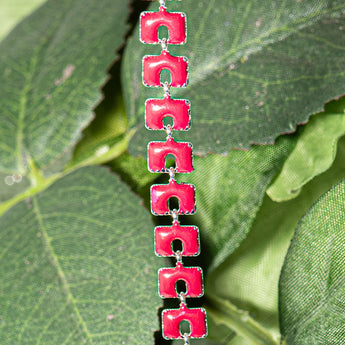 Custom Dyed Silver Brass Chain in Cherry Jubilee