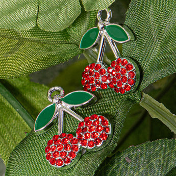 Charm Pair in Rhinestone Cherry Sparkle