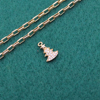 Rocking Around the Christmas Tree 18K Gold Rhinestone Charm