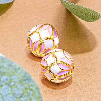 Cloisonné 10mm Bead Pair in Cherry Blossom