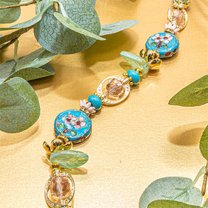 Cloisonné Bead Strand in Blush & Botanical