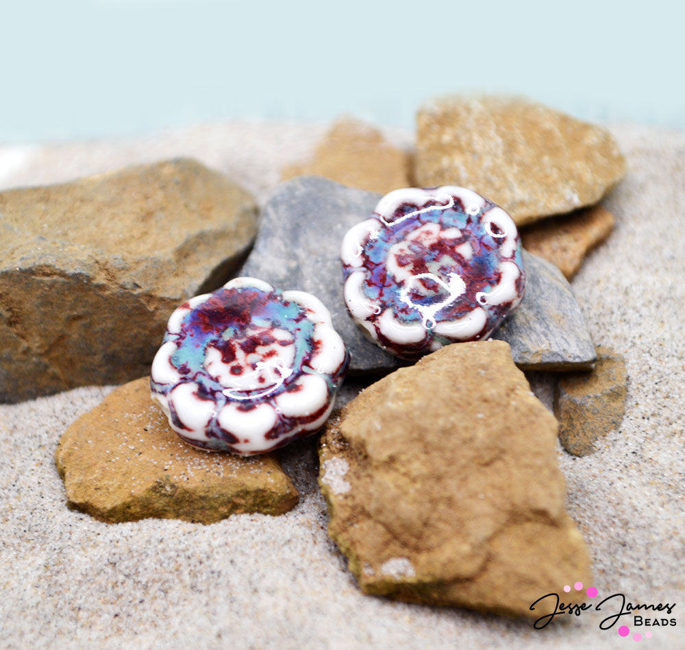 Ceramic Bead Pair in Coastal Calm