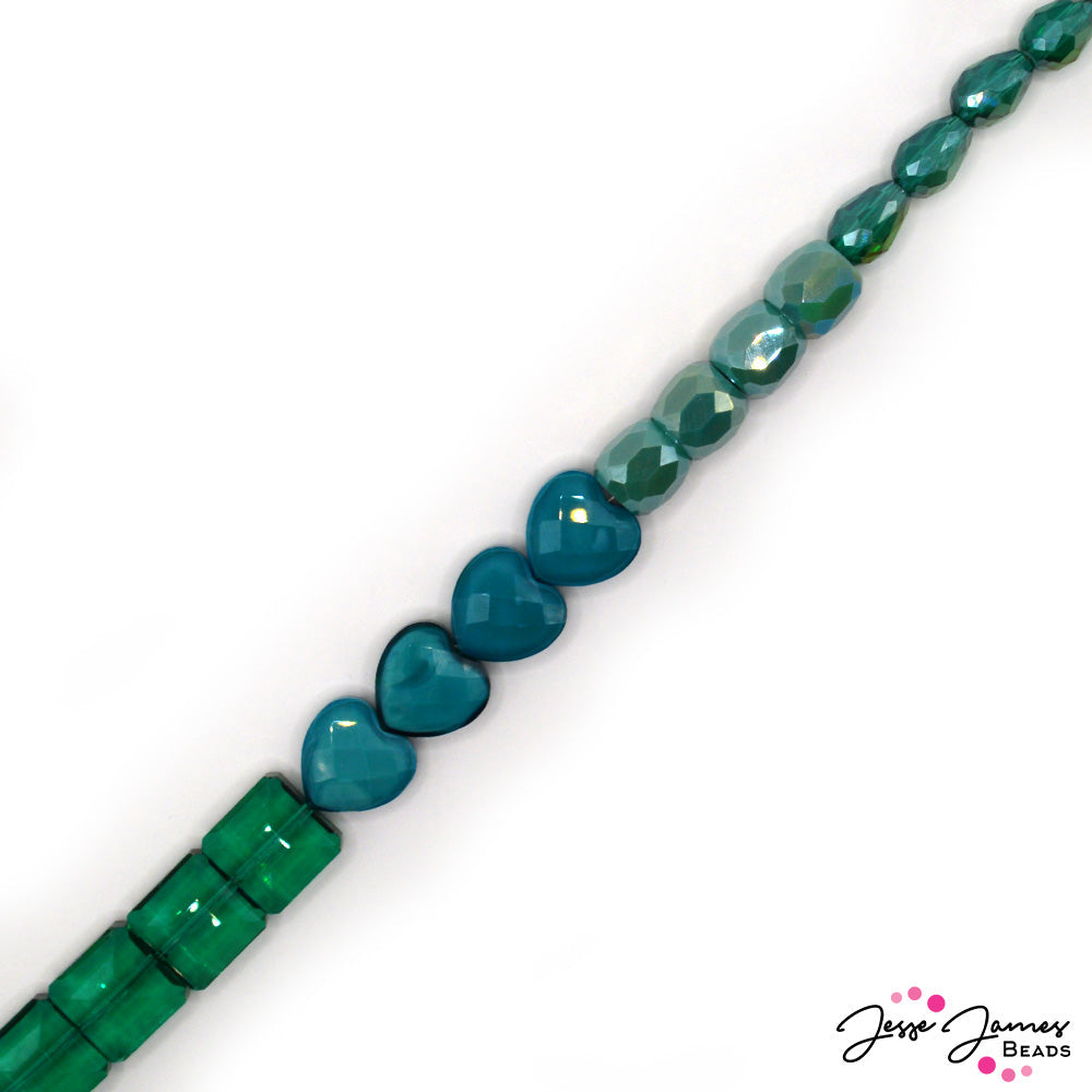 Color Block Glass Strand in Jade