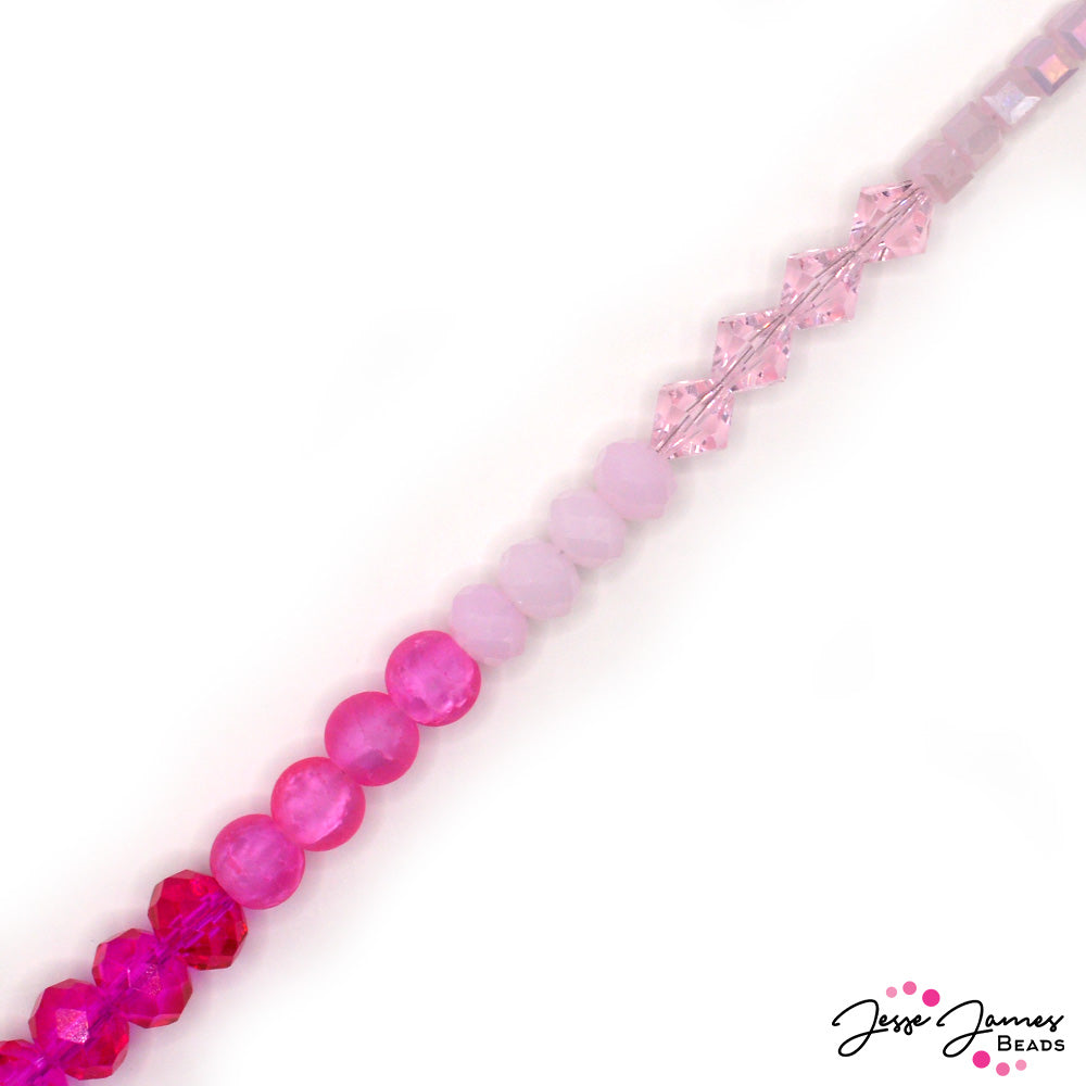 Color Block Glass Strand in Pink Confetti 