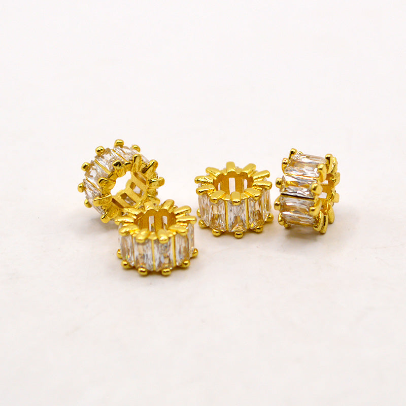 Brass Micro Pave Spacer Beads in Bright Gold