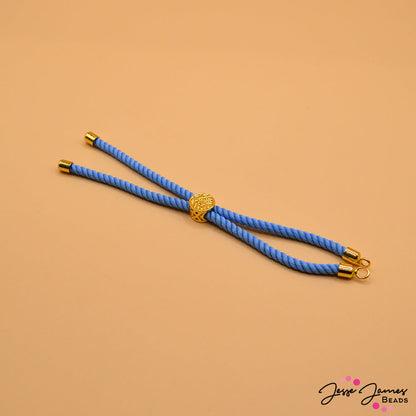 Nylon Rope Adjustable Bracelet Component, Blue