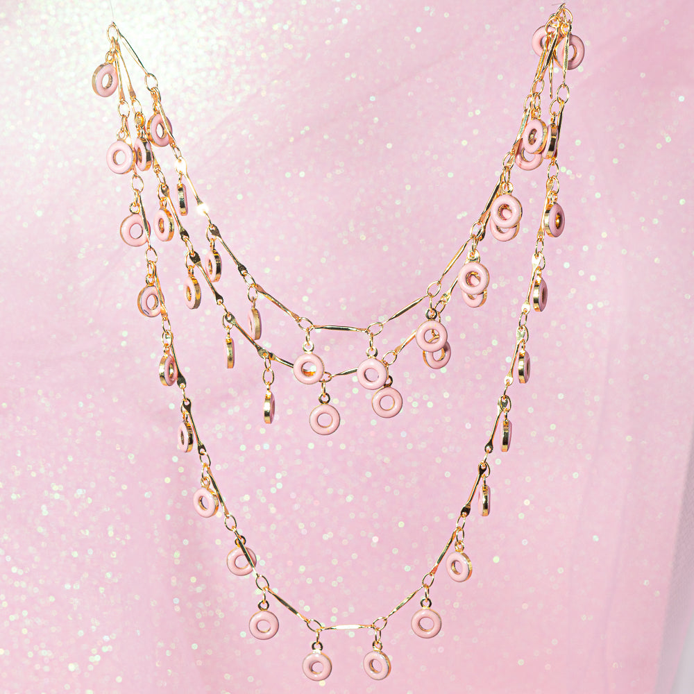 Cotton Candy Clouds Donut Enamel Chain