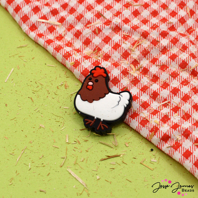 Cozy Chicken Silicone Focal Bead