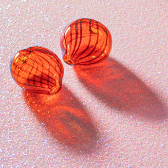 Crimson Stripe Lampwork Focal Pair