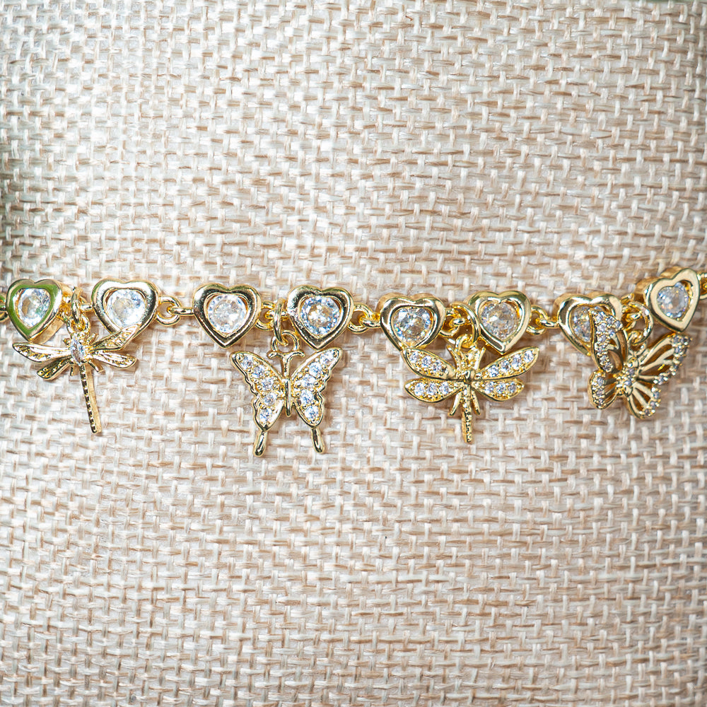 Crystal Hearts Stackable Bracelet