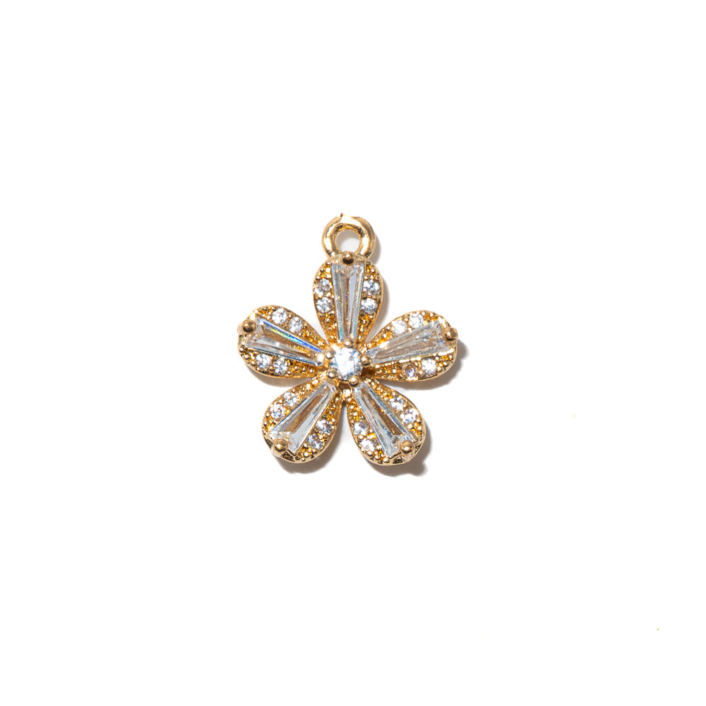 Cubic Zirconia Flower Charm in Classic Crystal