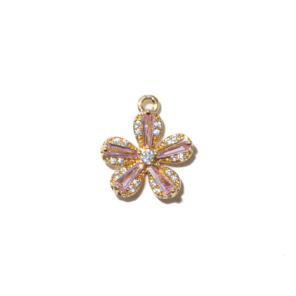 Cubic Zirconia Flower Charm in Party 'n Pink
