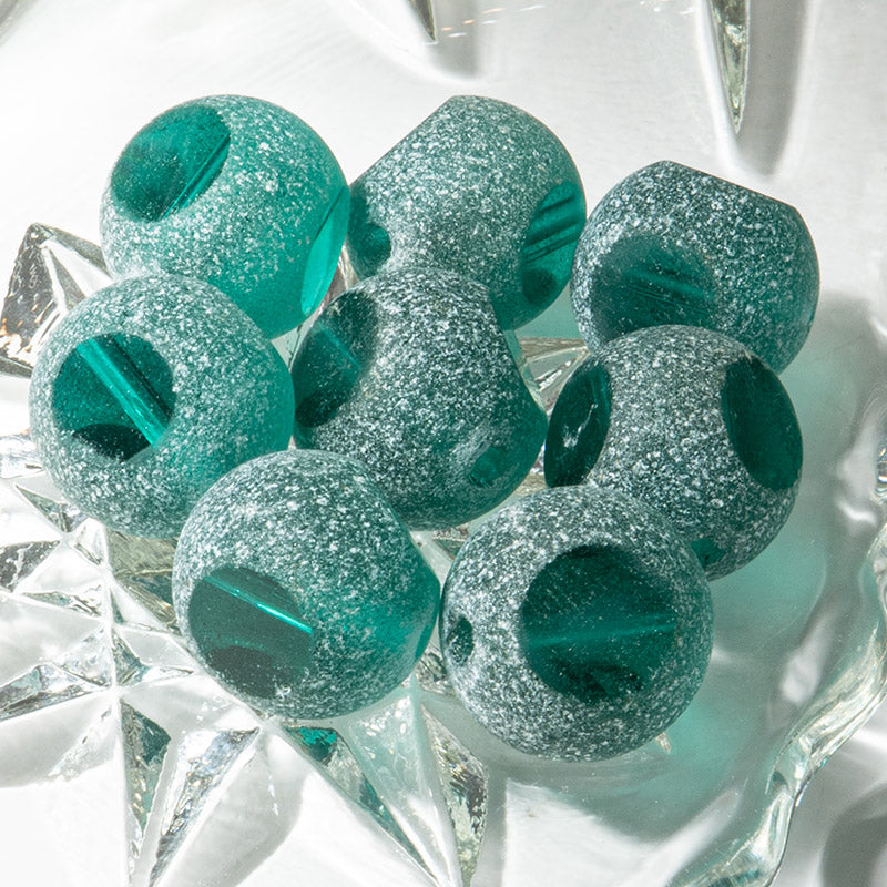 Czech 3 Cut Window Emerald Frost 12mm Bead Set