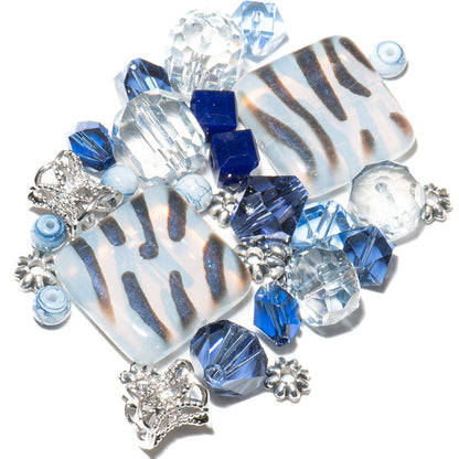 Czech Bead Mix in Blue Tiger