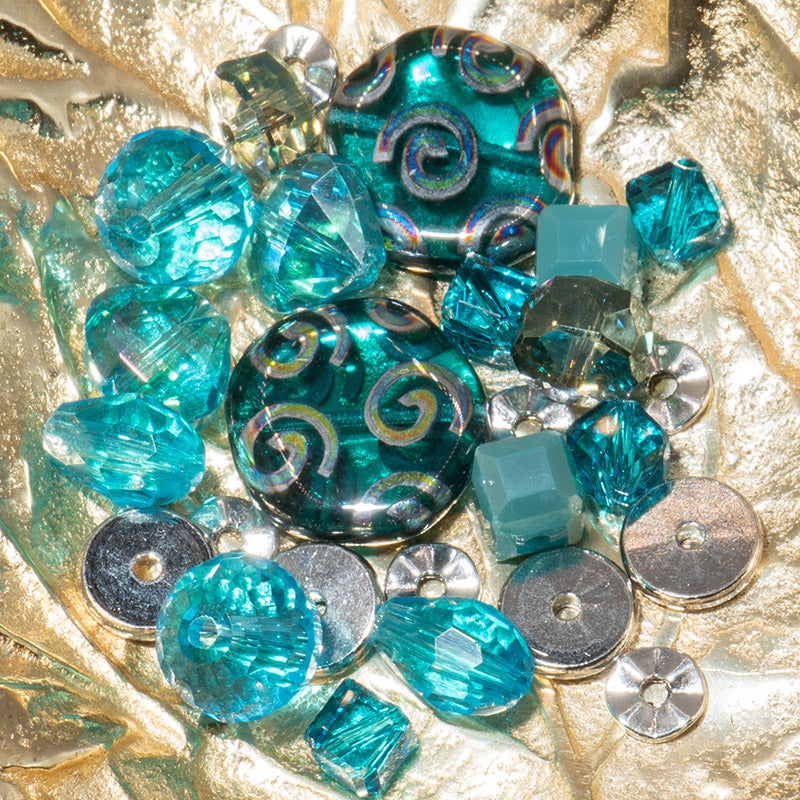 Czech Bead Mix in Peacock Tidepool