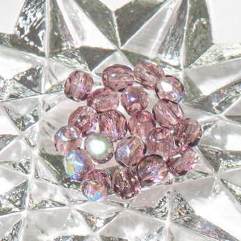 Czech Fire Polish 3mm Glass Beads in AB Amethyst