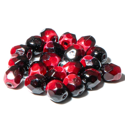 Czech Fire Polish Glass Bead Set in Black-Red Ombre
