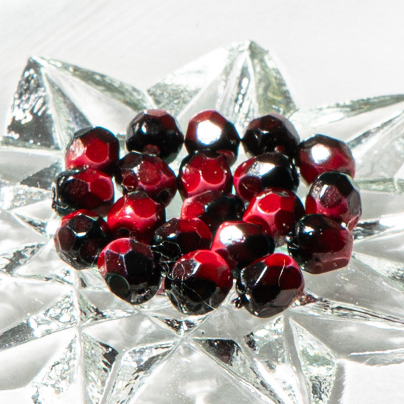 Czech Fire Polish Glass Bead Set in Black-Red Ombre